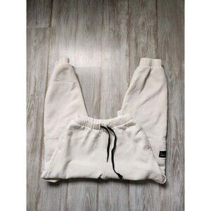 Social Tourist Jogger Sweatpants Cargo Pockets Beige Fleece Lined Drawstring XS